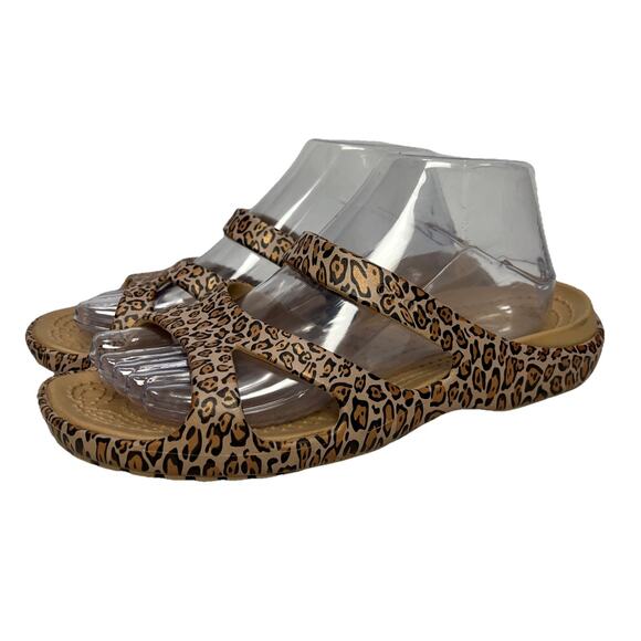 CROCS Shoes - CROCS Meleen LEOPARD Slip On Women’s Size 9 W Comfort Slides Flats Sandals